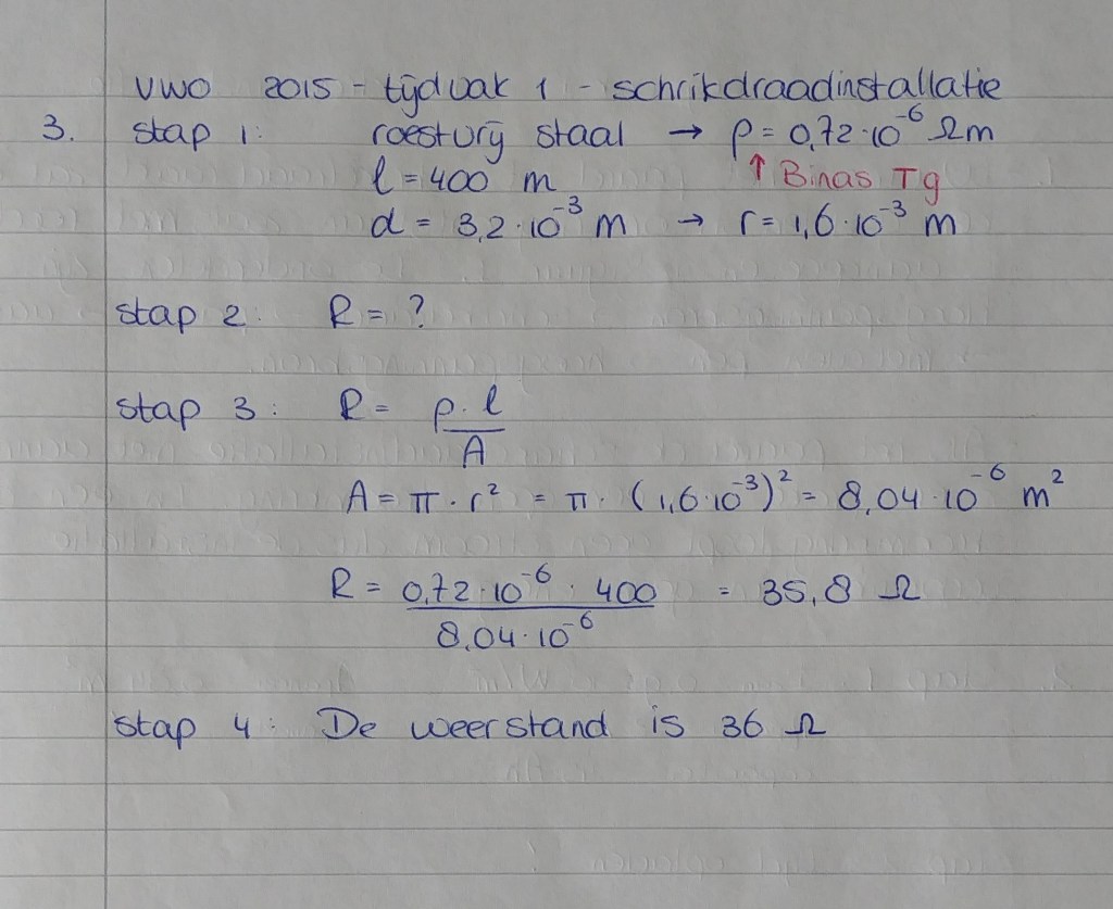 Eindexamenopdracht natuurkunde vwo - schrikdraadinstallatie -uitwerking-deel-2-2