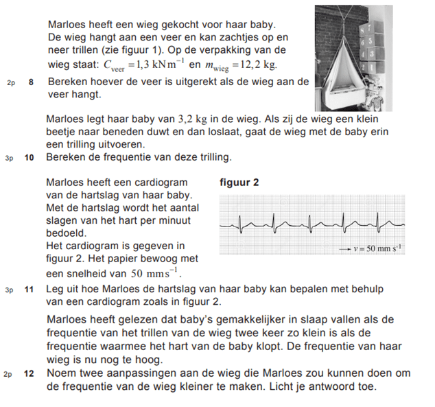 Examenopgave natuurkunde - Wieg - Havo - 2016 tijdvak 2