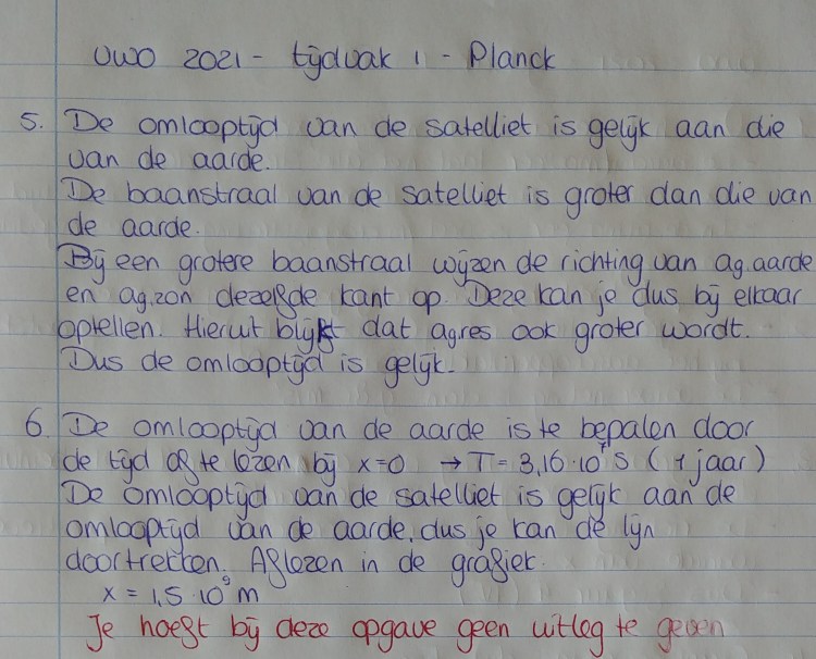 Examenopgave natuurkunde - vwo 2021 - tijdvak 1 - Planck - Uitwerking deel 2