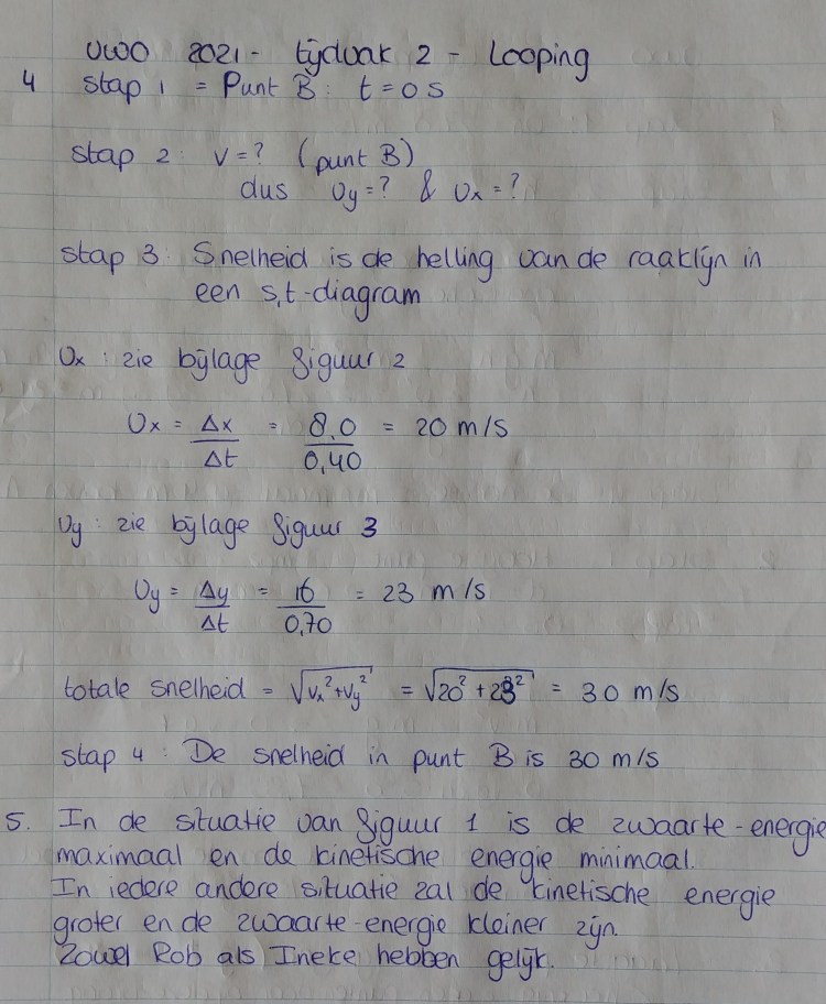 Examenopgave natuurkunde - vwo 2021 - tijdvak 2 - Looping - uitwerking deel 2