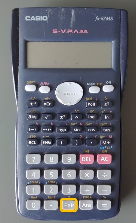Bijles - oefenopgaven en tips natuurkunde - casio fx-82ms - exponentknop